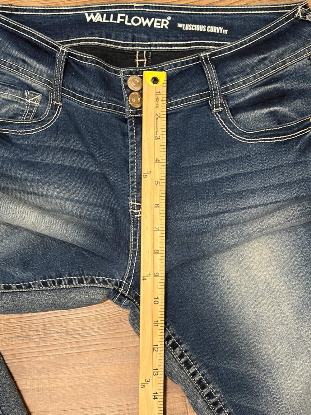 Wallflower Dark Blue Bootcut Jeans with Faded Front contract stitching - Picture 9 of 15
